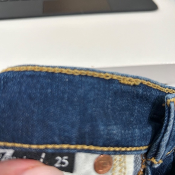 7 FOR ALL MANKIND ankle Guenevere jeans medium blue women’s size 25 ripped jeans - Picture 4 of 15